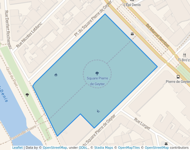 walking in Square Pierre de Geyter map in Saint-Denis