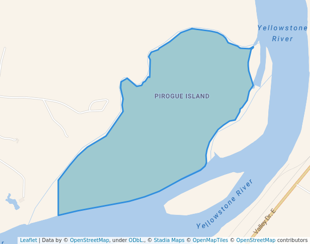 walking in Pirogue Island State Park map in Miles City