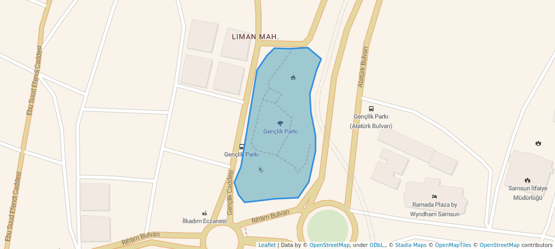 walking in Gençlik Parkı map in Samsun