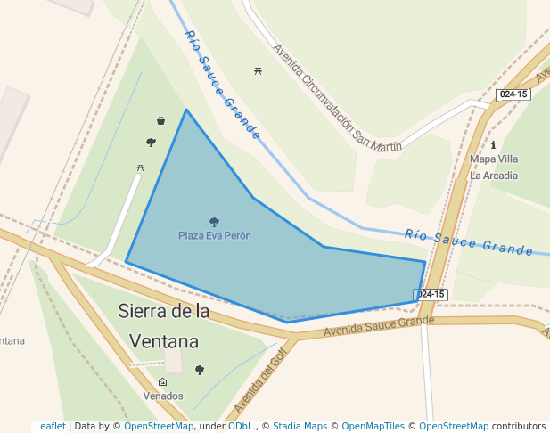 Plaza Eva Perón in Sierra de la Ventana | Map and Routes