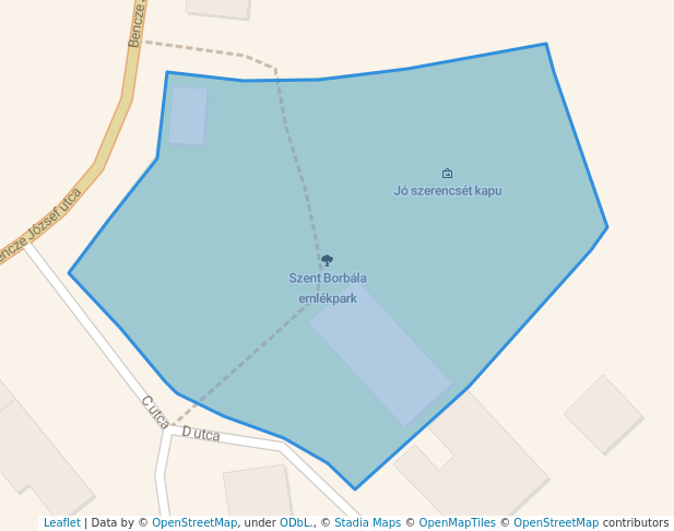 walking in Szent Borbála emlékpark map in Pécs