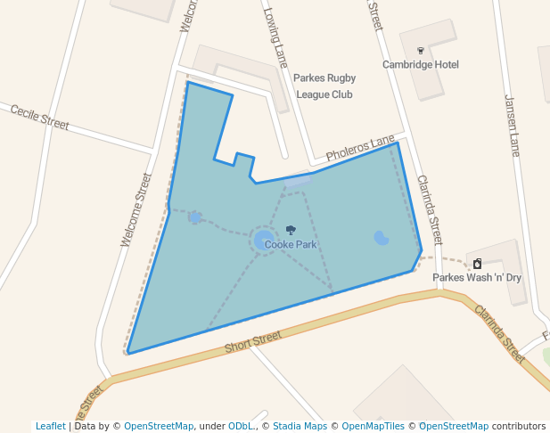 walking in Cooke Park map in Parkes