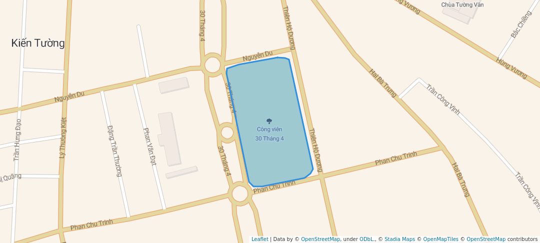 walking in Công viên 30 Tháng 4 map in Thị xã Kiến Tường