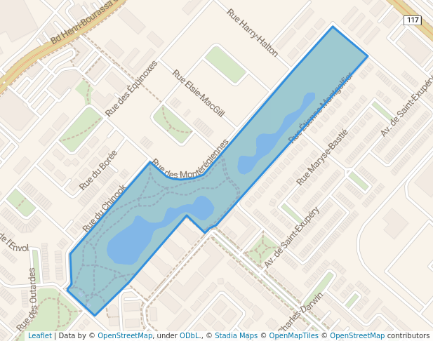 walking in Parc du Bois-Franc map in Montréal