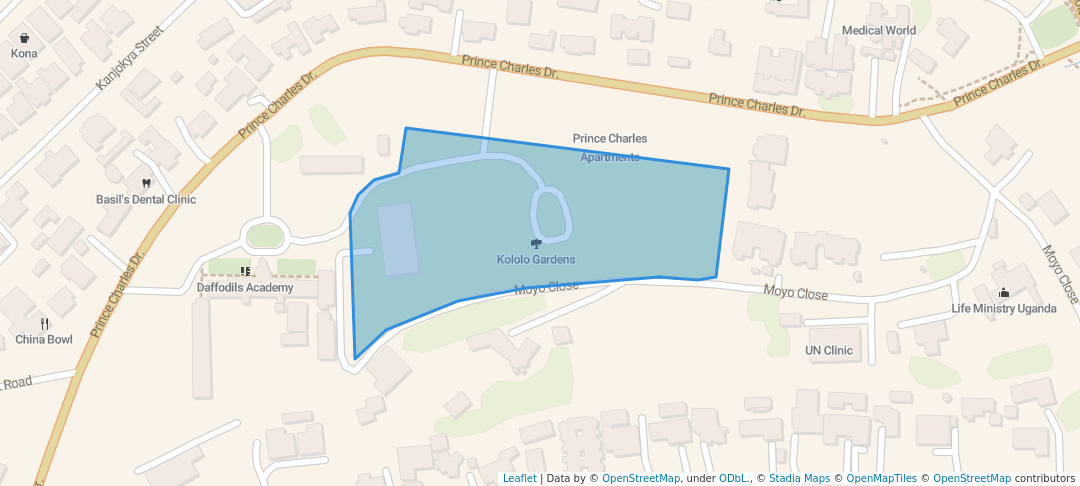 walking in Kololo Gardens map in Kampala