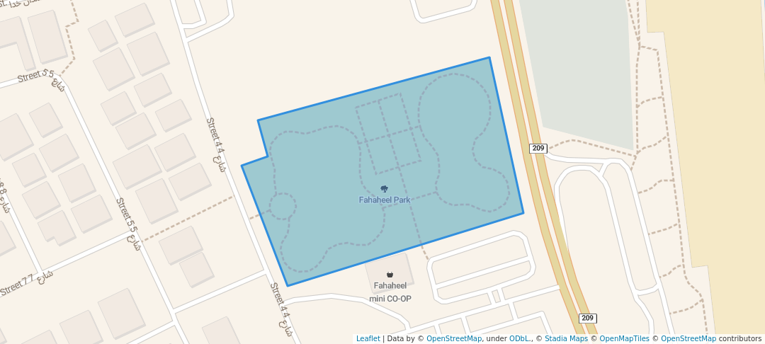 walking in Fahaheel Park map in Mangaf