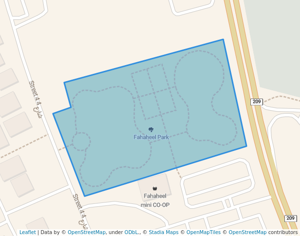 walking in Fahaheel Park map in Mangaf