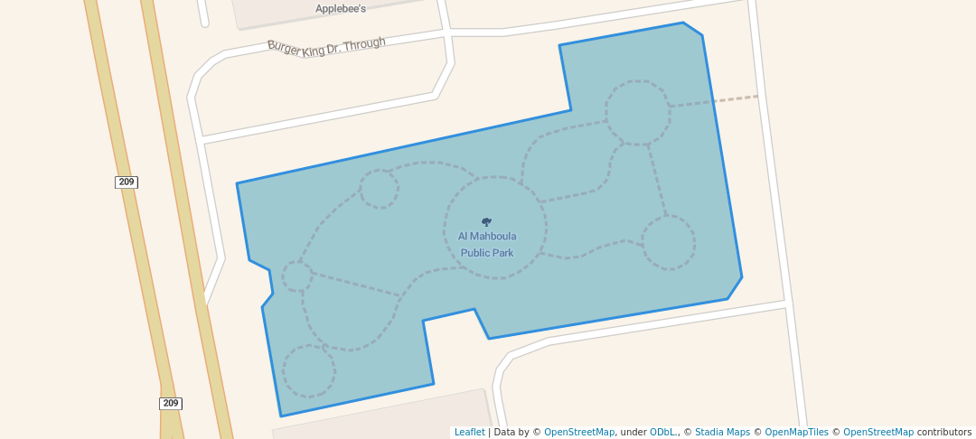 walking in Al Mahboula Public Park map in Fahad Al Ahmad
