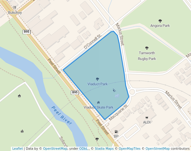 walking in Viaduct Park map in Tamworth