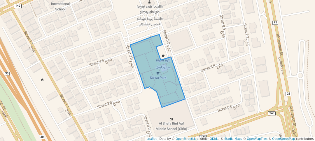 walking in Salwa Park map in Rumaithiya