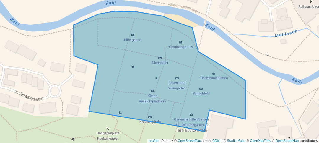 walking in Generationenpark map in Alzenau