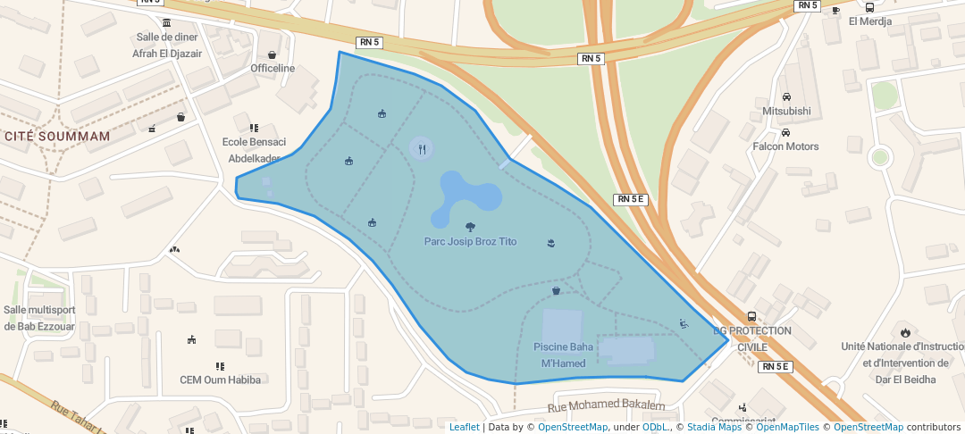 walking in Parc Josip Tito map in Bab Ezzouar