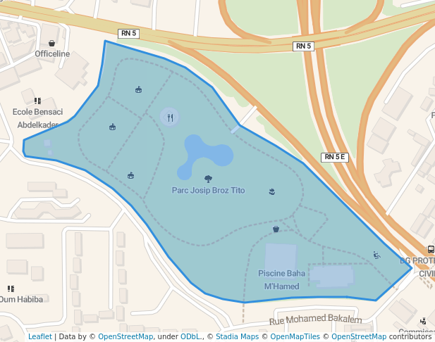 walking in Parc Josip Tito map in Bab Ezzouar