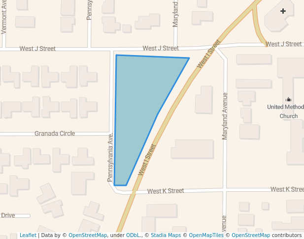 walking in Page Park map in Los Banos