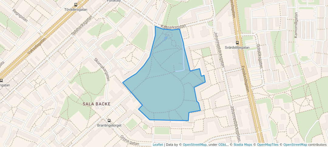 walking in Källparken map in Uppsala