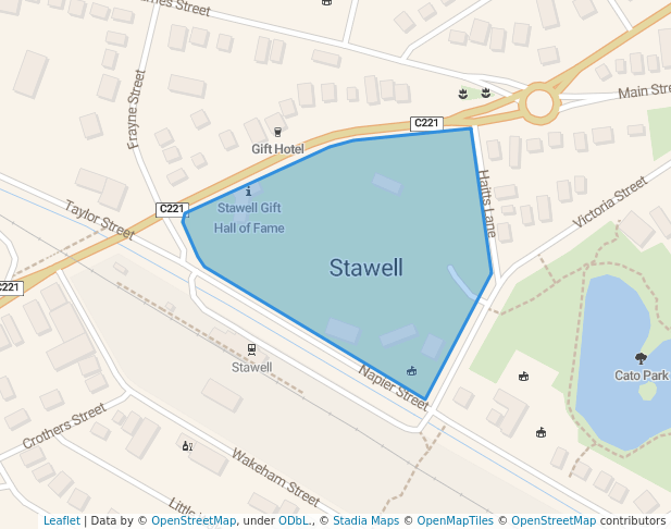 walking in Central Park map in Stawell