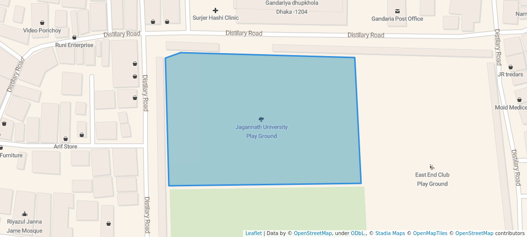 walking in Jagannath University Play Ground map in Dhaka