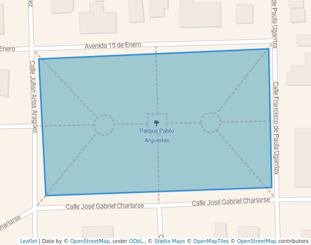 walking in Parque Pablo Arguedas map in Miraflores