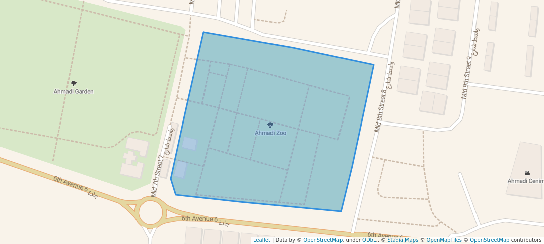 walking in Ahmadi Zoo map in Ahmadi