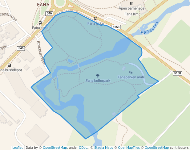 walking in Fana kulturpark map in Bergen