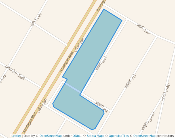 walking in پارک آزادگان map in Kashan