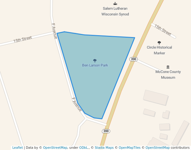 walking in Ben Larson Park map in Circle