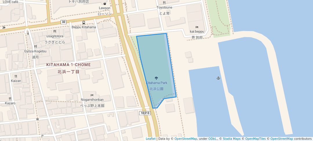 walking in Kitahama Park map in Beppu