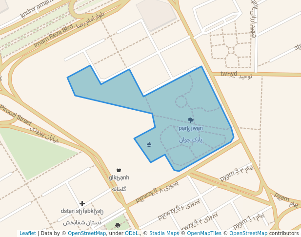 walking in پارک جوان map in Kashan