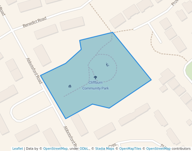 walking in Cliffburn Community Park map in Arbroath
