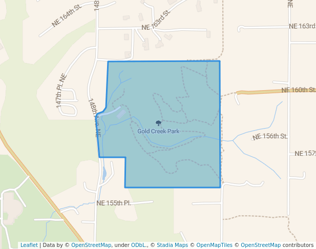 walking in Gold Creek Park map in Woodinville