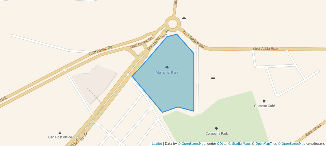 walking in Memorial Park map in Mardan