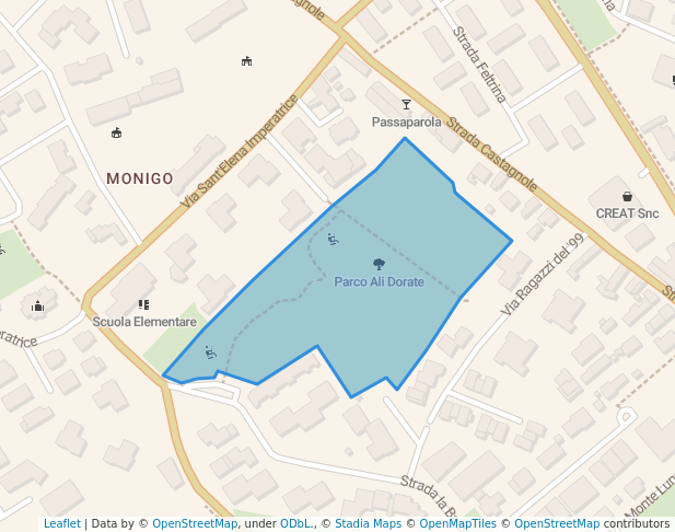 walking in Parco Ali Dorate map in Treviso