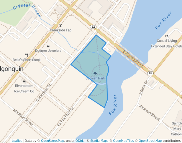 walking in Cornish Park map in Algonquin