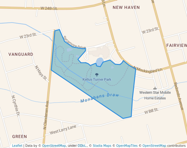 walking in Kellus Turner Park map in Odessa