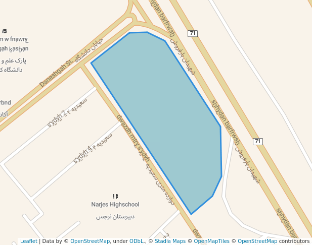 walking in پارک شهید حاج عباس کریمی map in Kashan