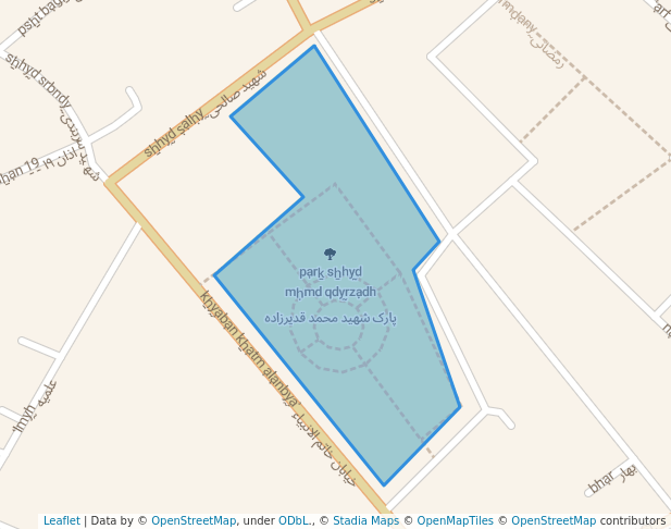 walking in پارک شهید محمد قدیرزاده map in Kashan