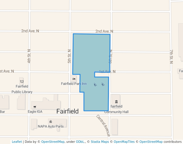 walking in Fairfield City Park map in Fairfield