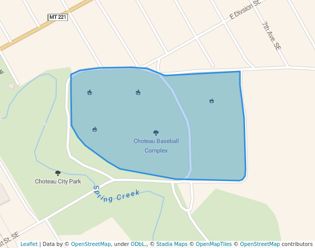 walking in Choteau Baseball Complex map in Choteau