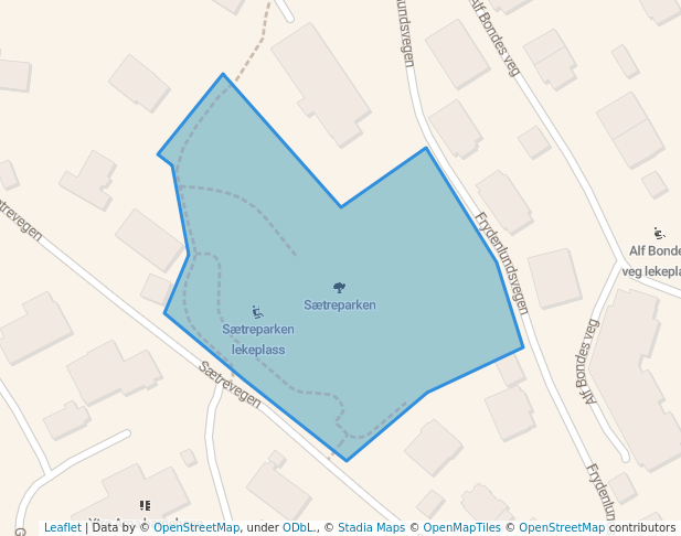 walking in Sætreparken map in Bergen