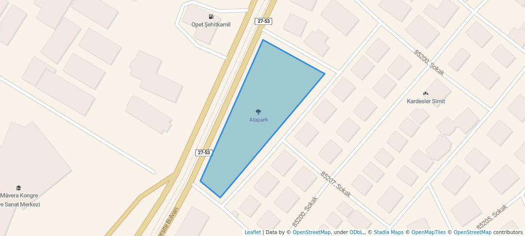 walking in Atapark map in Gaziantep