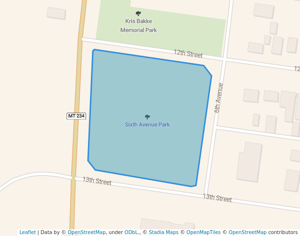 walking in Sixth Avenue Park map in Havre