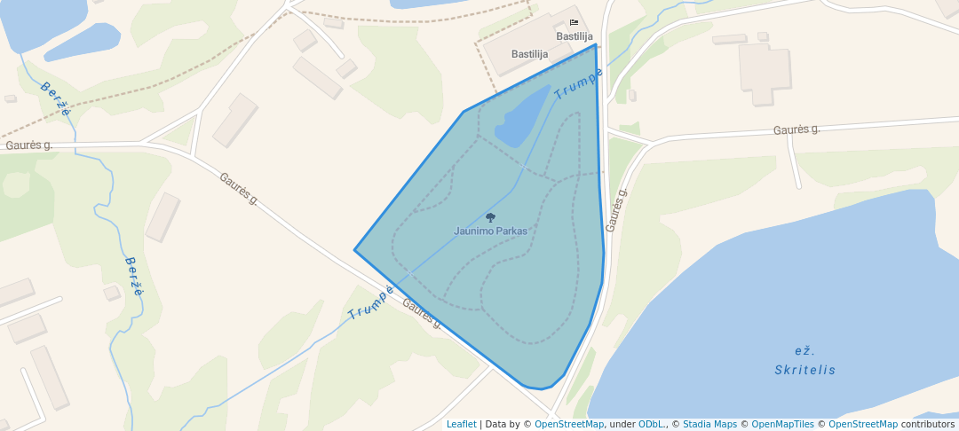 walking in Jaunimo Parkas map in Tauragė