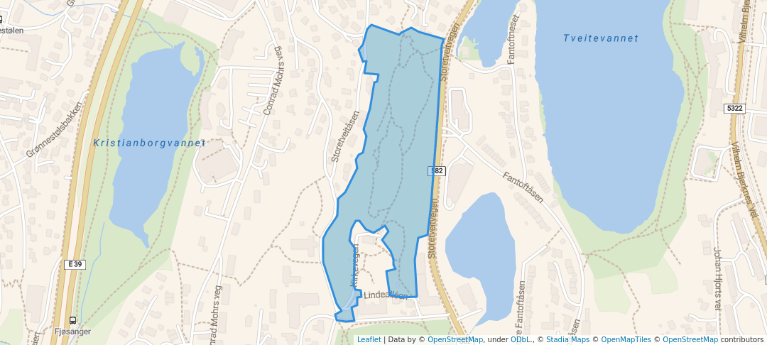 walking in Storetveitåsen map in Bergen