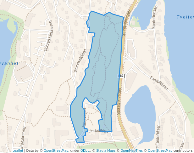 walking in Storetveitåsen map in Bergen