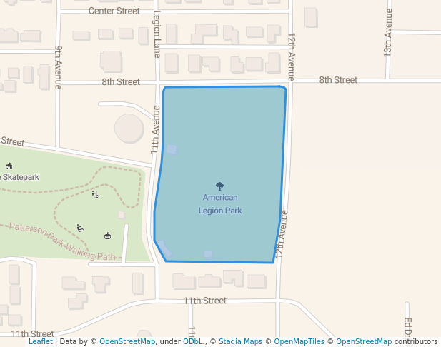 walking in American Legion Park map in Havre