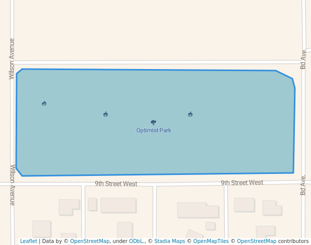 walking in Optimist Park map in Havre