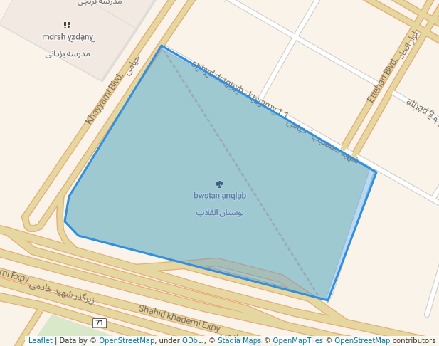 walking in بوستان انقلاب map in Kashan