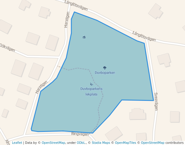walking in Duvboparken map in Sundbyberg