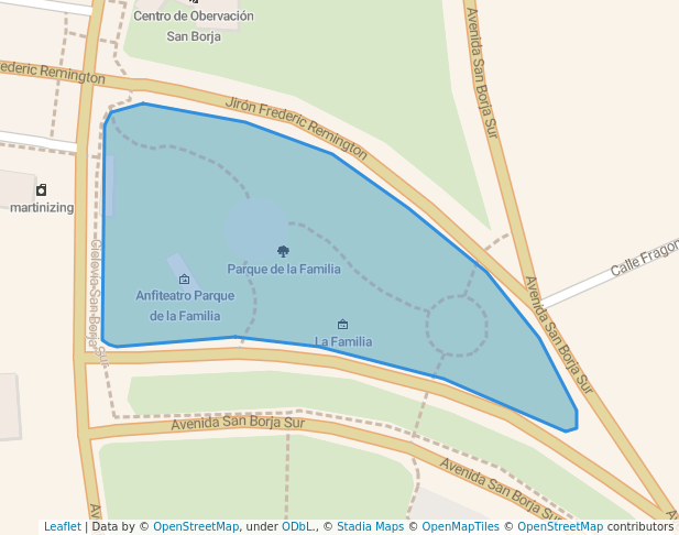 walking in Parque de la Familia map in San Borja