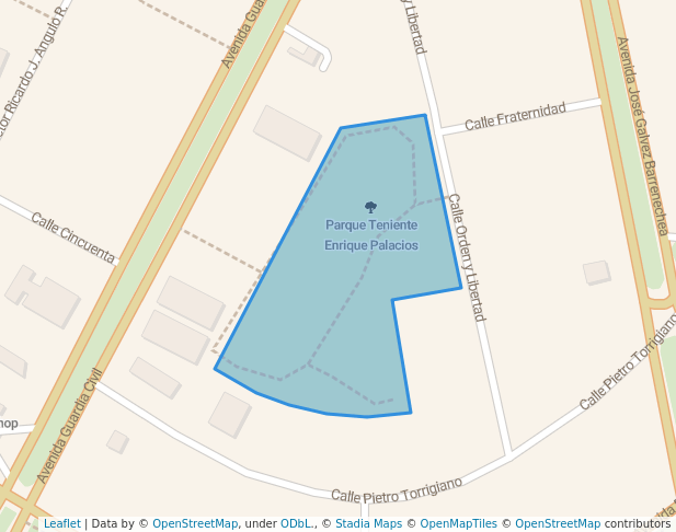 walking in Parque Teniente Enrique Palacios map in San Isidro